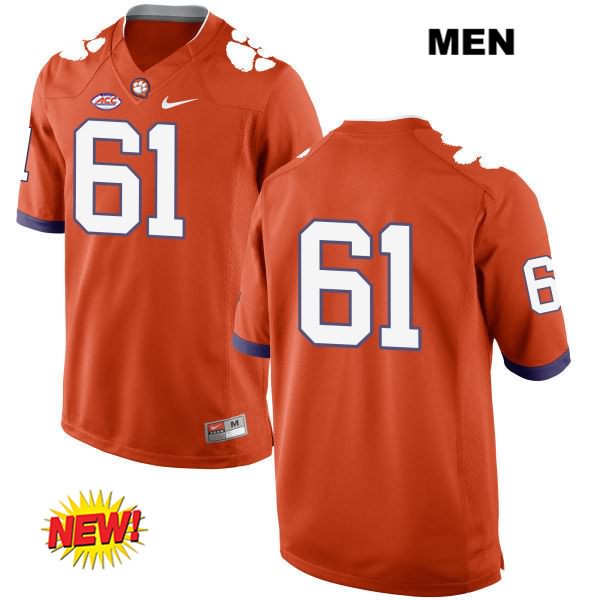 Men's Clemson Tigers #61 Kaleb Bevelle Stitched Orange New Style Authentic Nike No Name NCAA College Football Jersey LFA1246DE